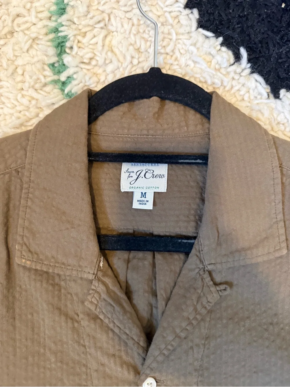 J. Crew Olive Green Seersucker Shirt Jacket